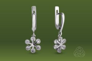 Strieborné náušnice so zirkónmi – Snehová vločka