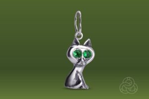 Strieborný prívesok so zirkónmi – Mačiatko Hav 39012