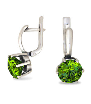 Strieborné náušnice so zirkónmi – Zafír olivový 29019o