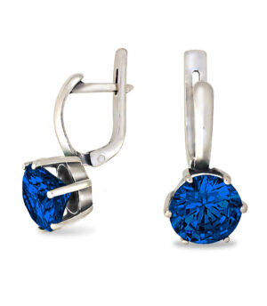 Strieborné náušnice so zirkónmi Zafír tmavo-modrý 29019s