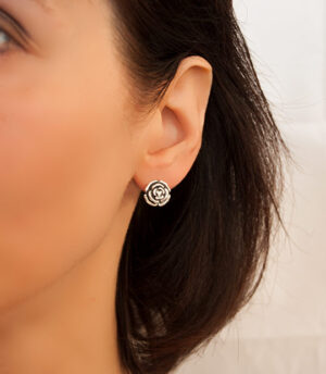 Strieborné náušnice so zirkónom 29021 Ružička