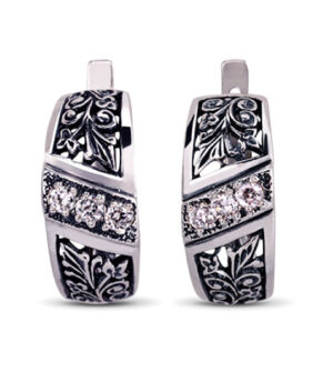 Strieborné náušnice so zirkónmi – Turban 29041