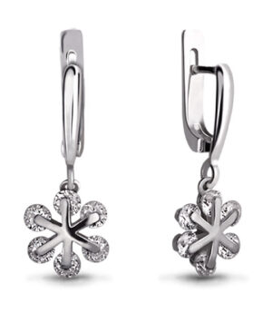 Strieborné náušnice so zirkónmi – Snehová vločka crystal 29044