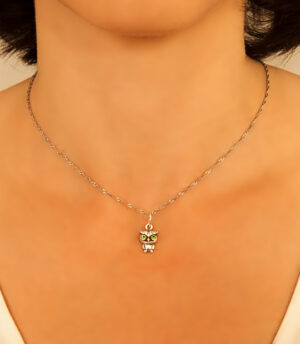 Strieborný prívesok so zirkónmi 39087 Sovička