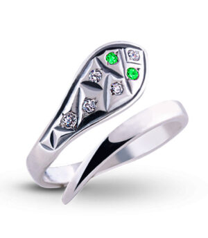 Strieborný prsteň Ankara 19010 so zirkónom Had