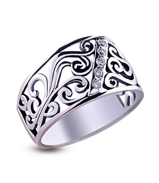 Strieborný prsteň so zirkónmi – Medina 19013