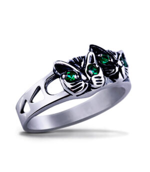 Strieborný prsteň so zirkónmi – Mačiatka 19028