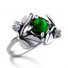 Strieborný prsteň so zirkónom – Jablkový kvet-zelený