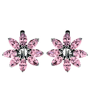 Strieborné náušnice so zirkónmi – Gerbera ružová