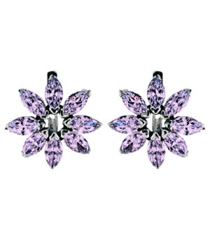 Strieborné náušnice so zirkónmi – Gerbera svetlo-fialová