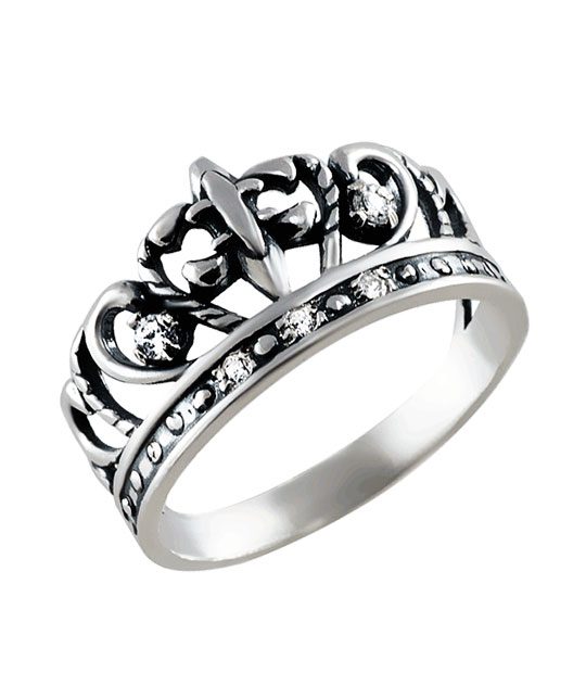 Strieborný prsteň so zirkónmi – Koruna Lekno 19065