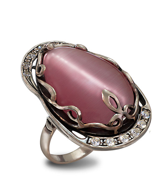 Strieborný prsteň s kameňom – Verona 19098 ruźová