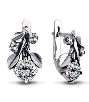Strieborné náušnice so zirkónmi – Jablkovy kvet 29037 číry