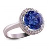 Strieborný prsteň so zirkónom 19018 – Malinka okrúhla tmavo-modrá