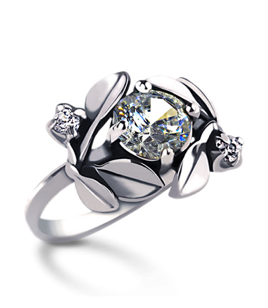 Strieborný prsteň so zirkónom – Jablkový kvet-crystal