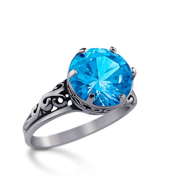 Strieborný prsteň 19057 blue Ornament