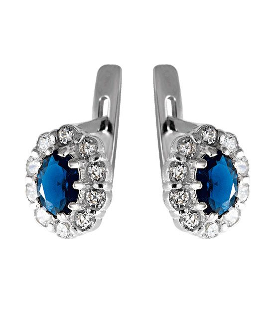 Strieborné náušnice so zirkónmi - 29090s Jar tmavo-modré