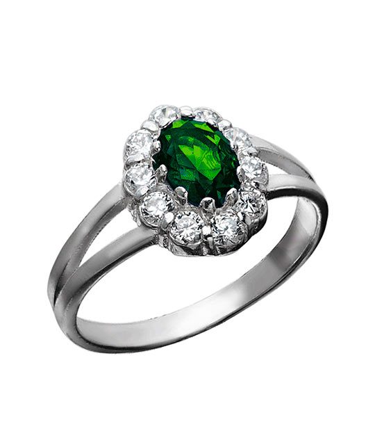 Strieborný prsteň 19108z Jar zelená