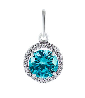 Strieborný prívesok so zirkónmi – Malinka okrúhla 39006 modrá