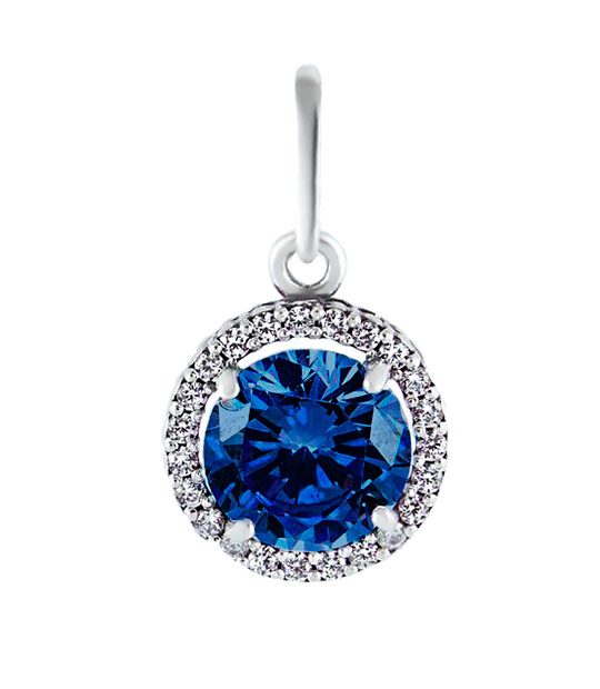 Strieborný prívesok so zirkónmi – Malinka okrúhla 39006 tmavo-modrá