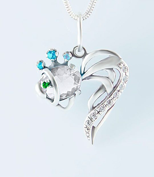 Strieborný prívesok 39113 Kráľovská rybka číra